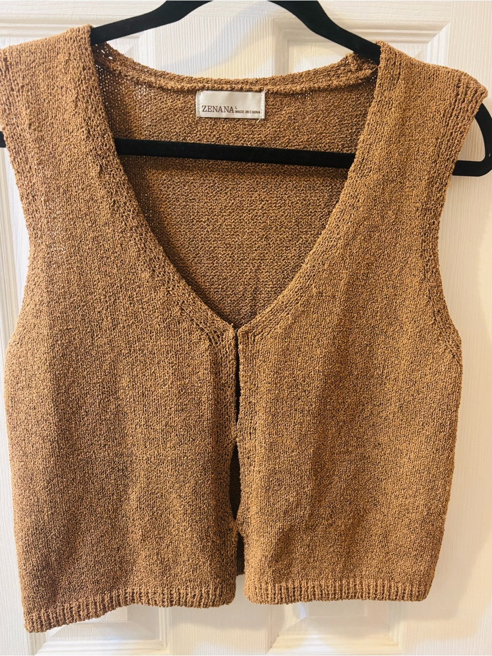 ZENANA Knit Button-Front Vest in Warm Brown